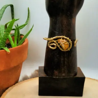 Brass Tiger's Eye Stone Bangle