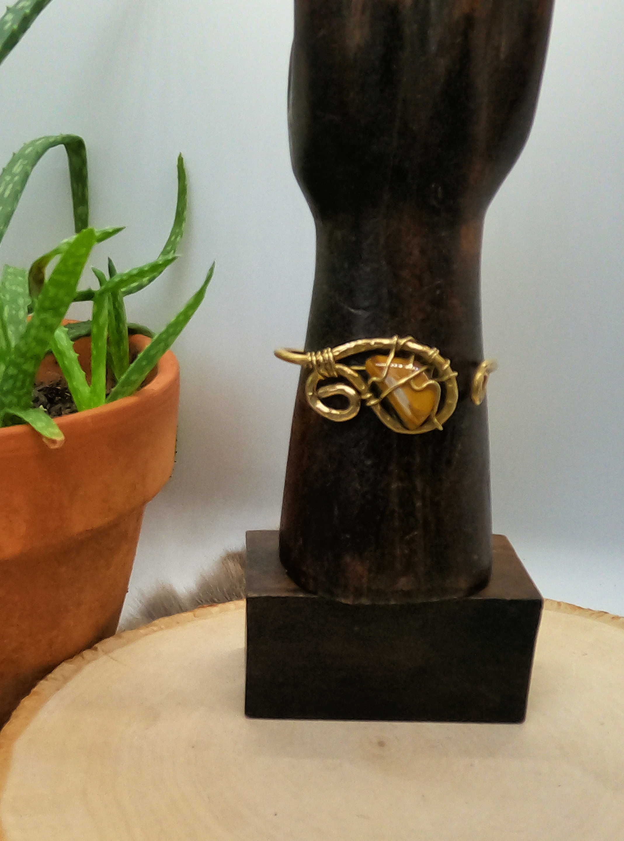 Oxbone, Tigers Eye, & African Brass Bracelet