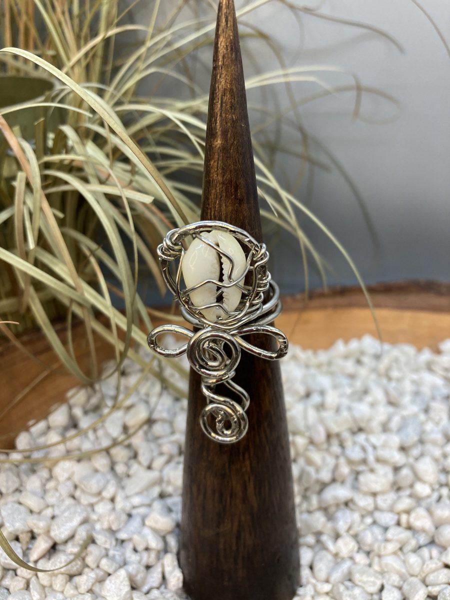 Cowrie Shell Ankh Ring